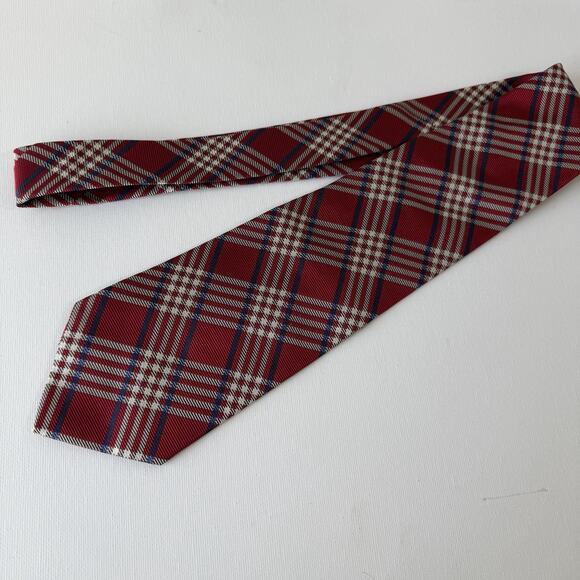 Ralph Lauren Red Plaid Silk Tie Holiday Tartan Made in USA 90s Vintage - Picture 2 of 15